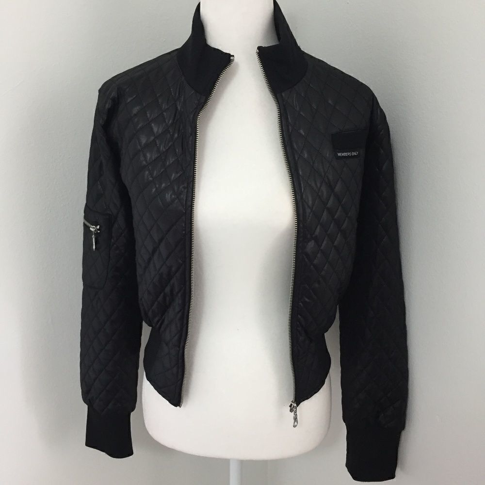 Members Only Quilted Faux Leather Bomber Jacket